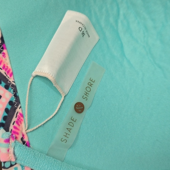 SHADE & SHORE Padded Pushup Multicolor Bikini Top 36D Pink Turquoise - Picture 2 of 3